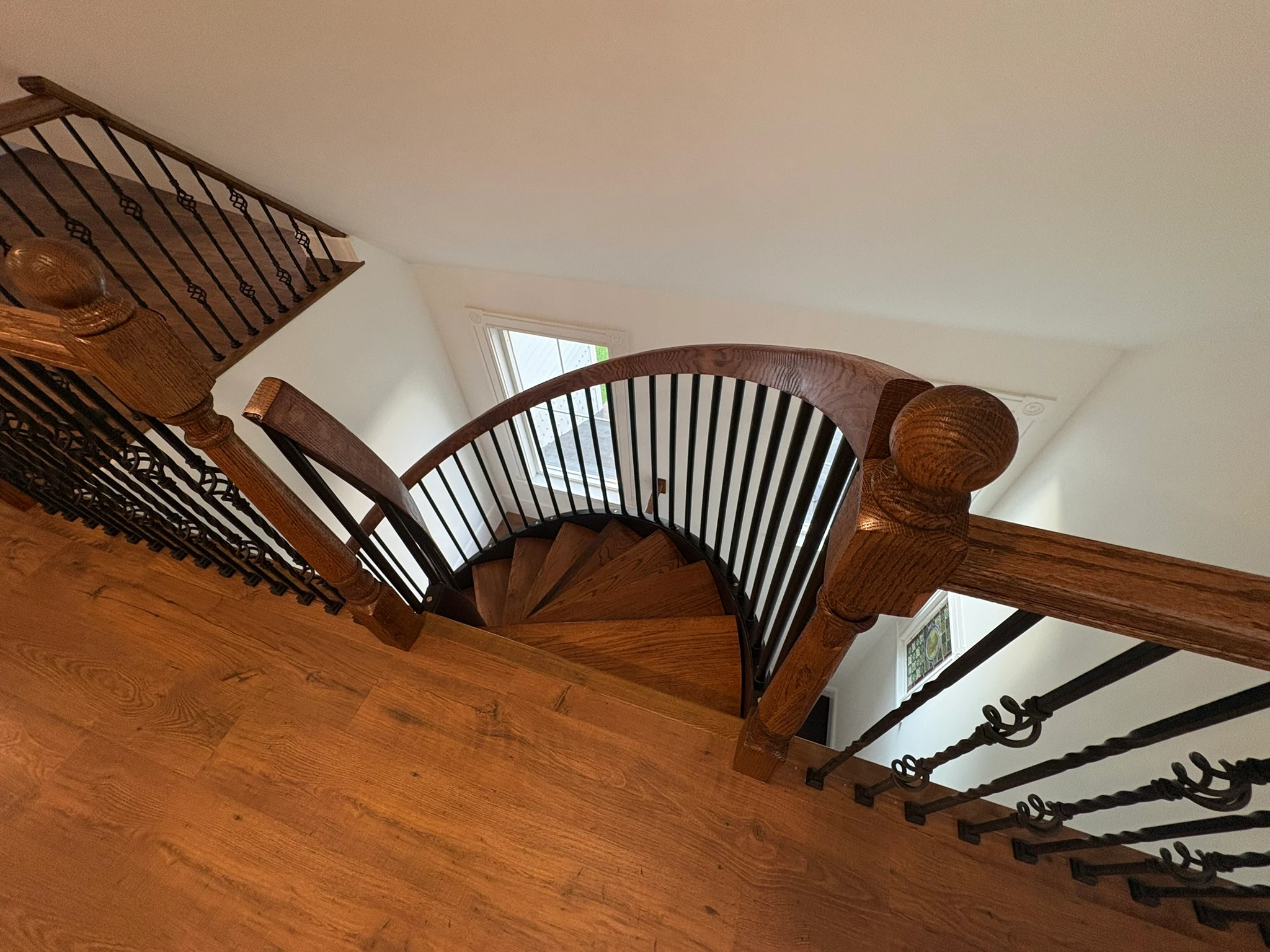 Looking down the curve toward the landing below