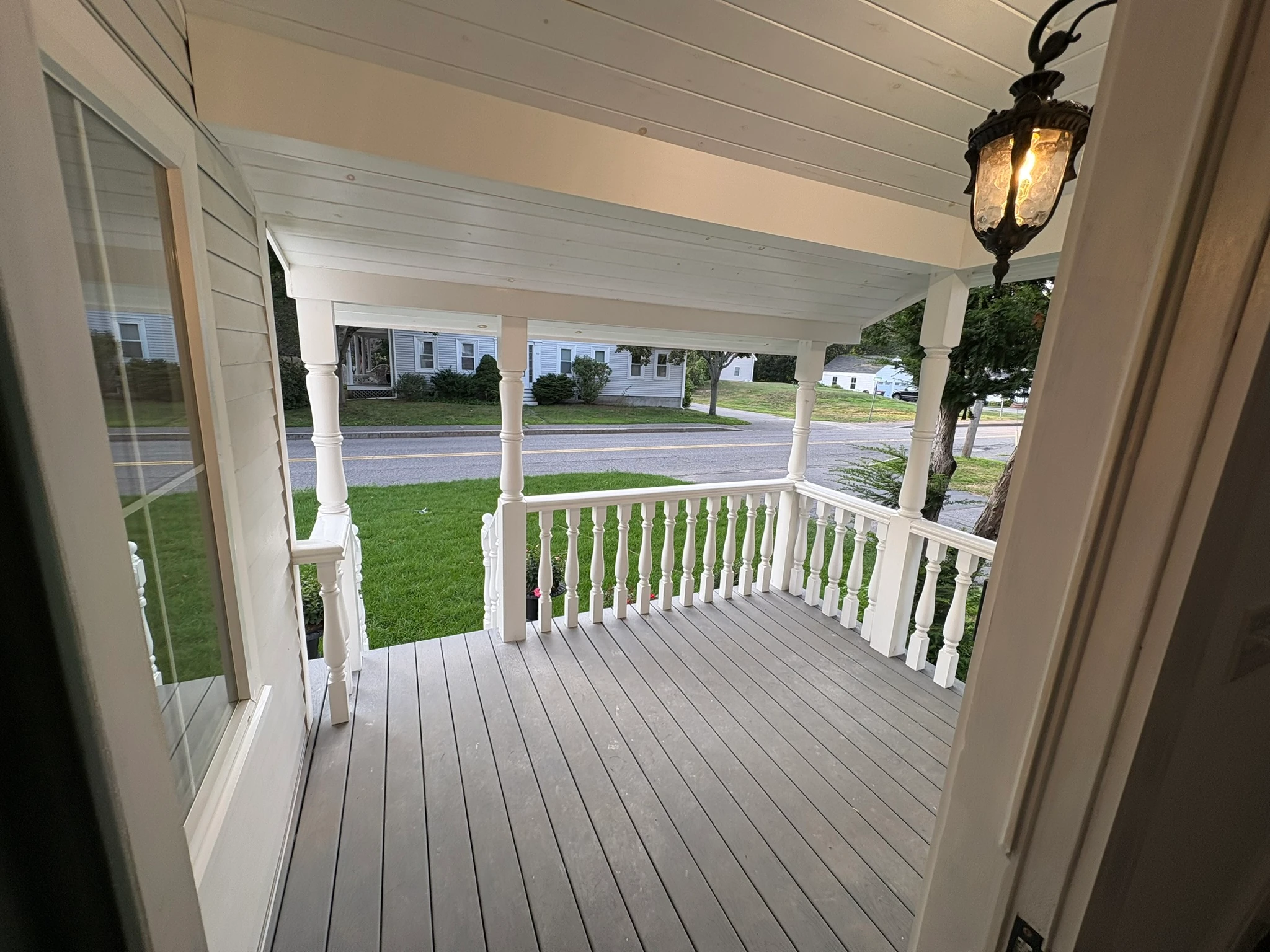 Standing on the completed porch, looking out