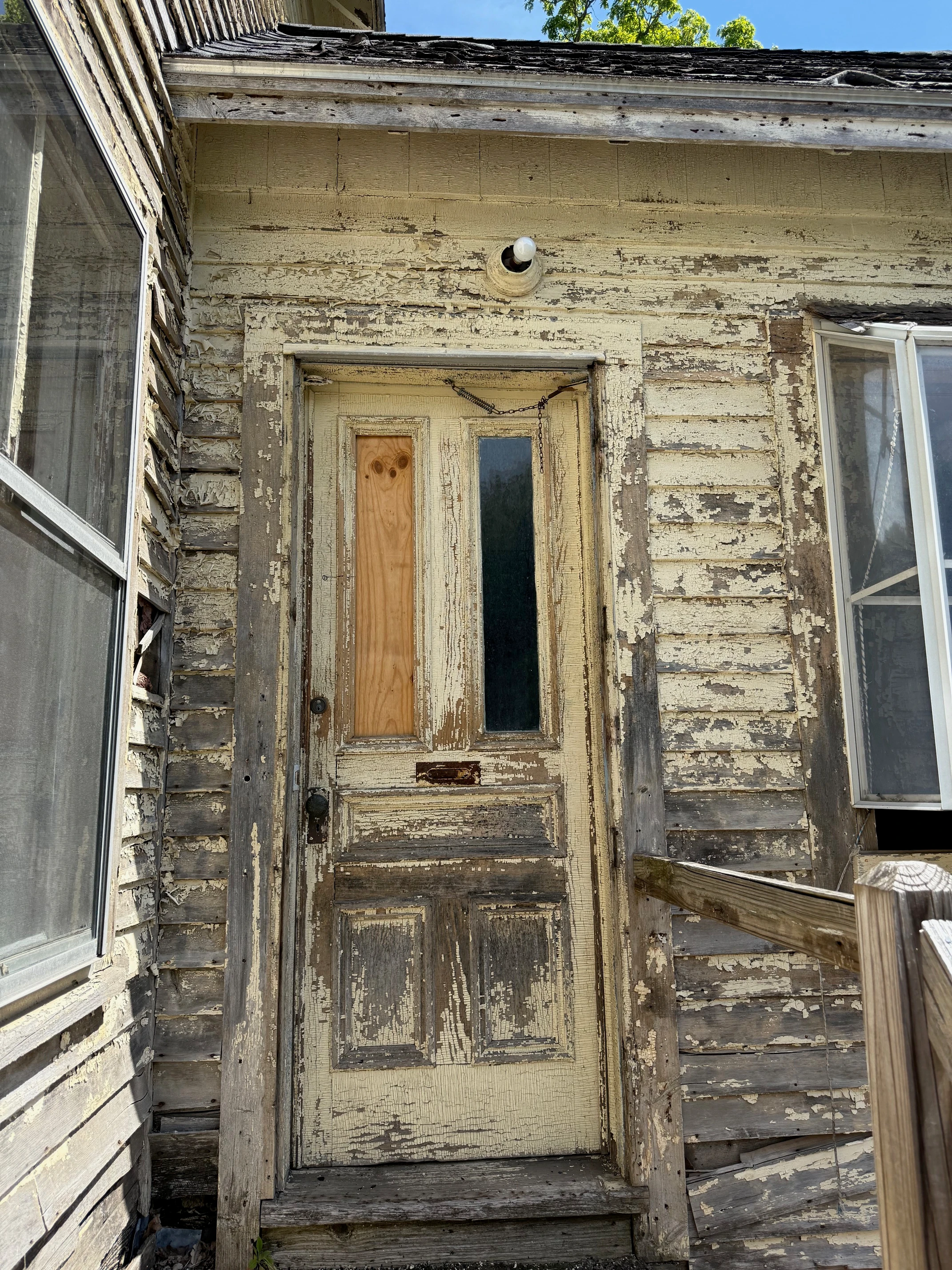 The old front door, inches from the threshold