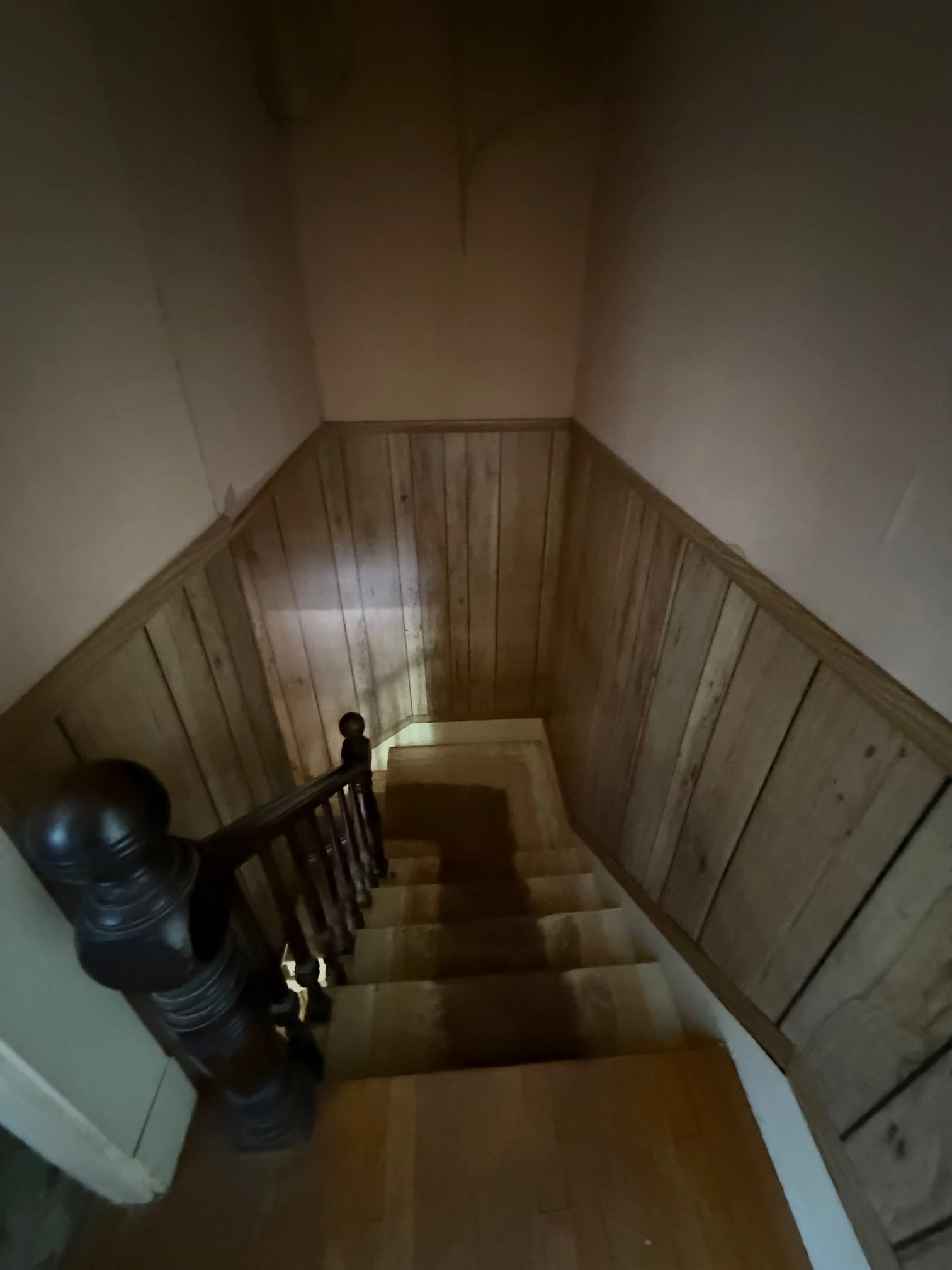 Looking back down the stairs from the upper landing